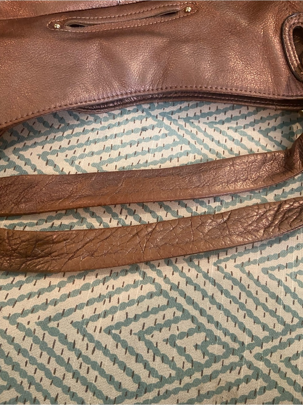 b. makowsky Metallic Bronze Shoulder Tote with Chain Trim - Picture 9 of 13